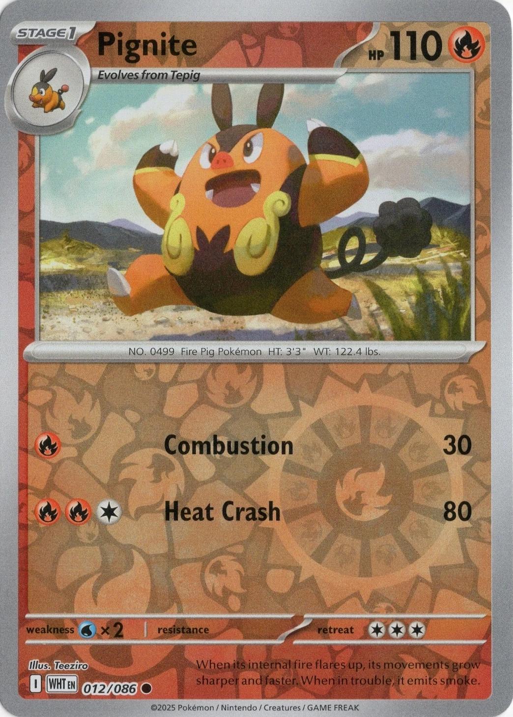 White Flare Pignite [Reverse] Pokémon card